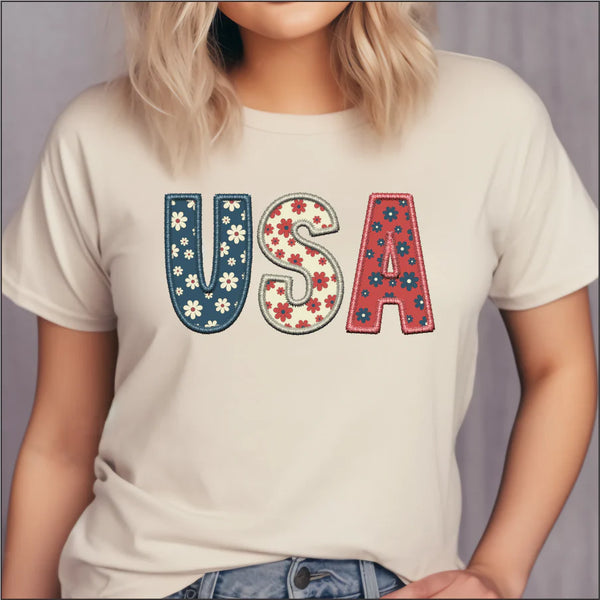 Faux Embroidery USA T-shirt