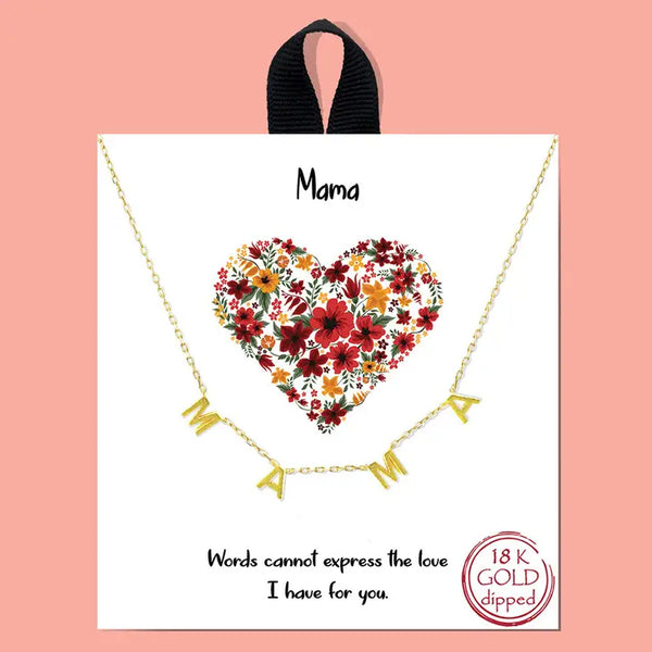 Gold or Rhodium-Dipped Mama Station Necklace