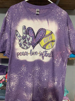 Peace love softball Purple Tshirt